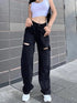Cargo Large Pocket Hollow Cut Straight Pants